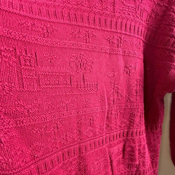 Vintage Bella Cottons Textured Knit Sweater – Magenta Pink USA Made 100% Cotton - Picture 2 of 10